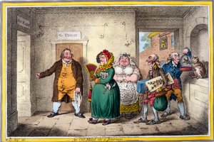 Vanha piika matkalla, printti James Gillray, 1804 (käsinvärinen kaiverrus)